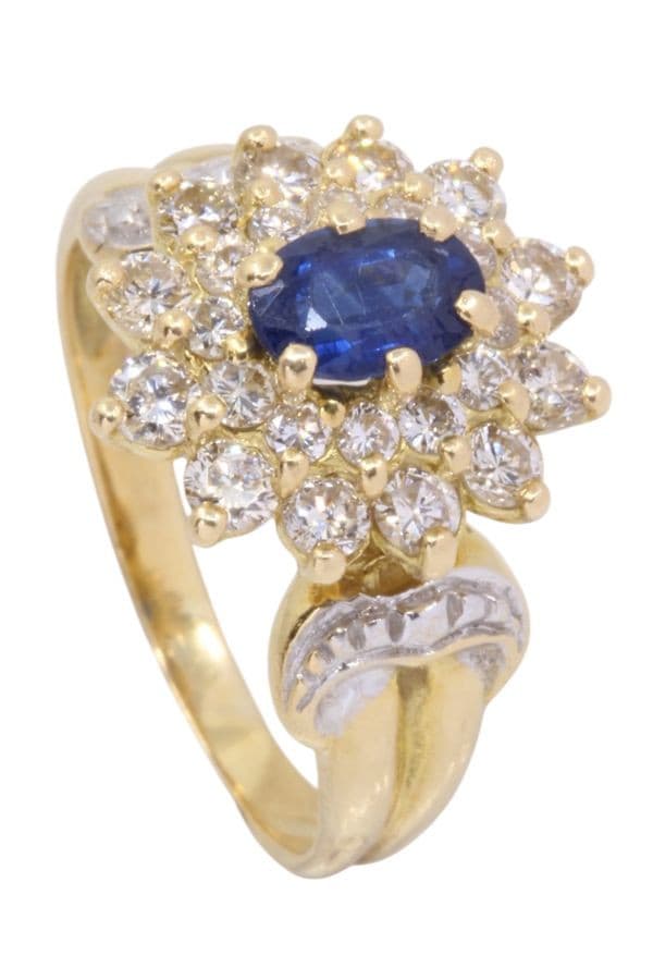 BAGUE MARGUERITE SAPHIR ET DIAMANTS — vue 4