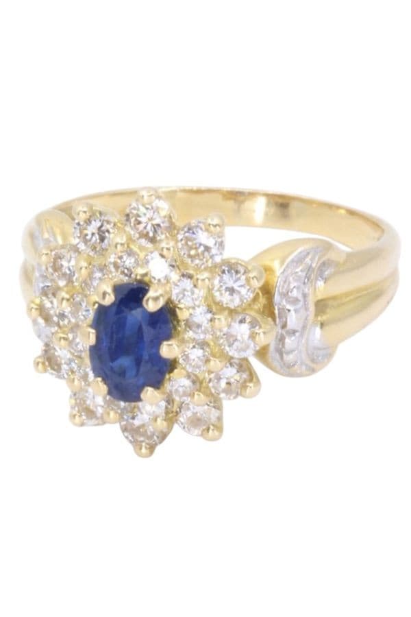 BAGUE MARGUERITE SAPHIR ET DIAMANTS — vue 5