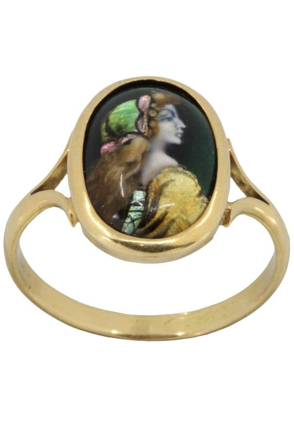 BAGUE ANCIENNE ÉMAIL DE LIMOGES — vue 1