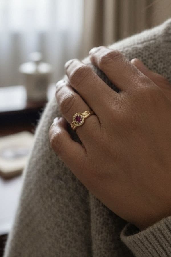 BAGUE MODERNE RUBIS ET DIAMANTS — vue 2