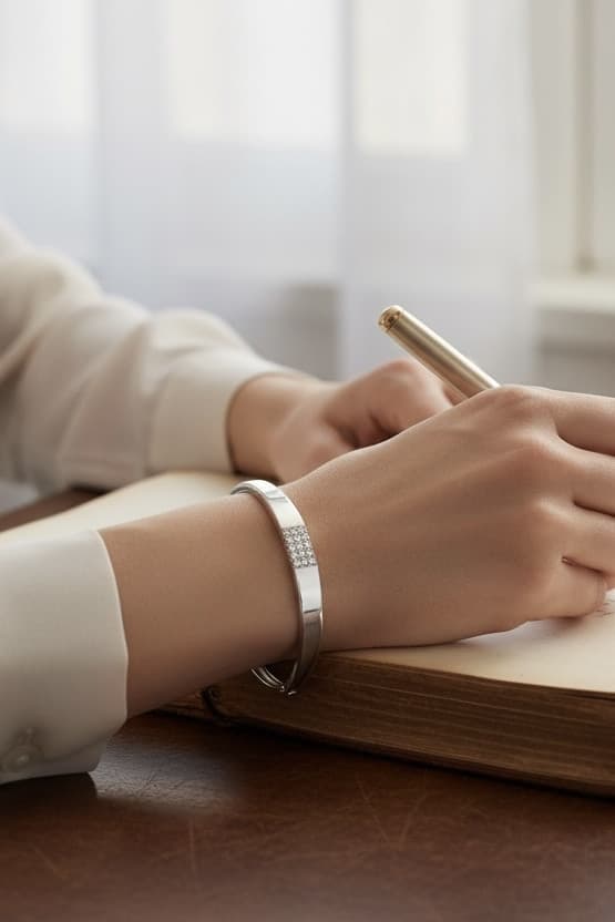 BRACELET JONC OUVRANT DIAMANTS — vue 2