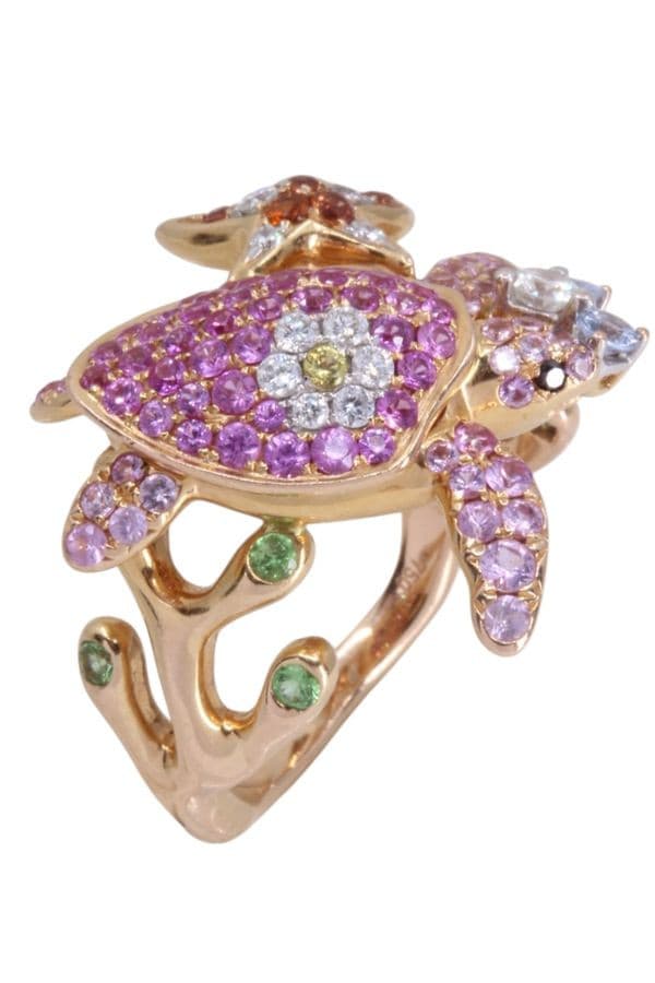 BAGUE TORTUE SAPHIRS — vue 3