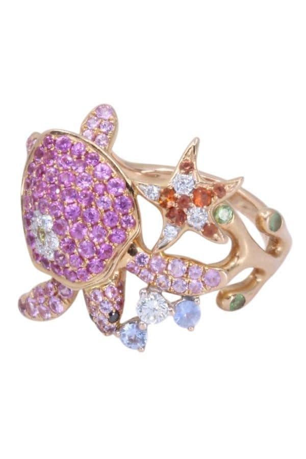 BAGUE TORTUE SAPHIRS — vue 4