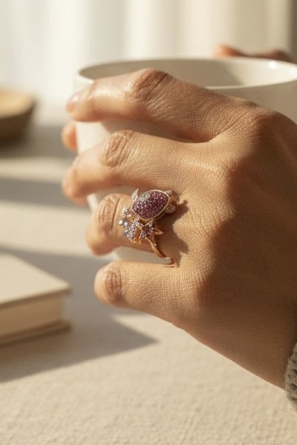 BAGUE TORTUE SAPHIRS — vue 2