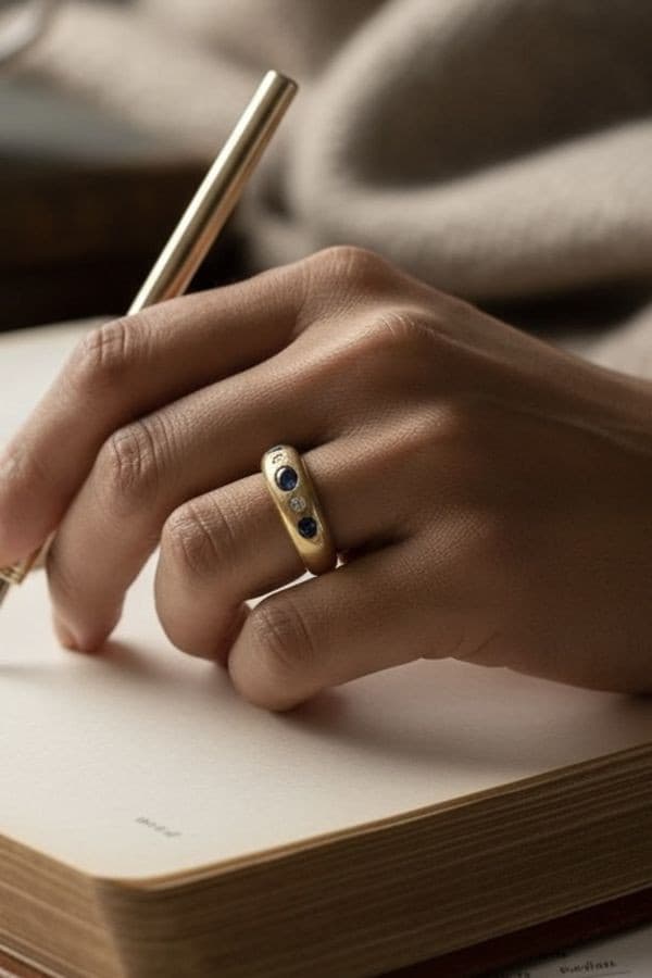 BAGUE JONC SAPHIRS ET DIAMANTS — vue 2