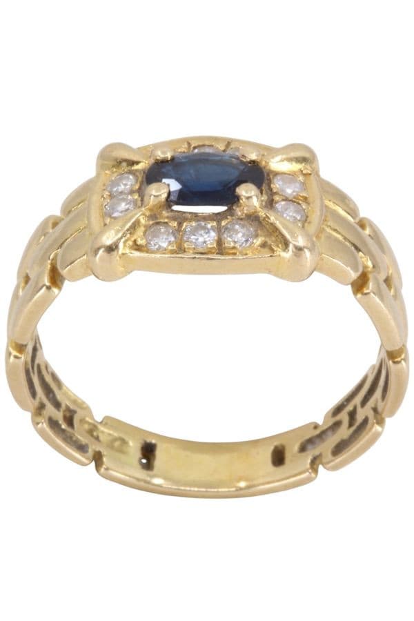 BAGUE MODERNE SAPHIR ET DIAMANTS — vue 1