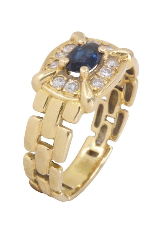 BAGUE MODERNE SAPHIR ET DIAMANTS — vue 3
