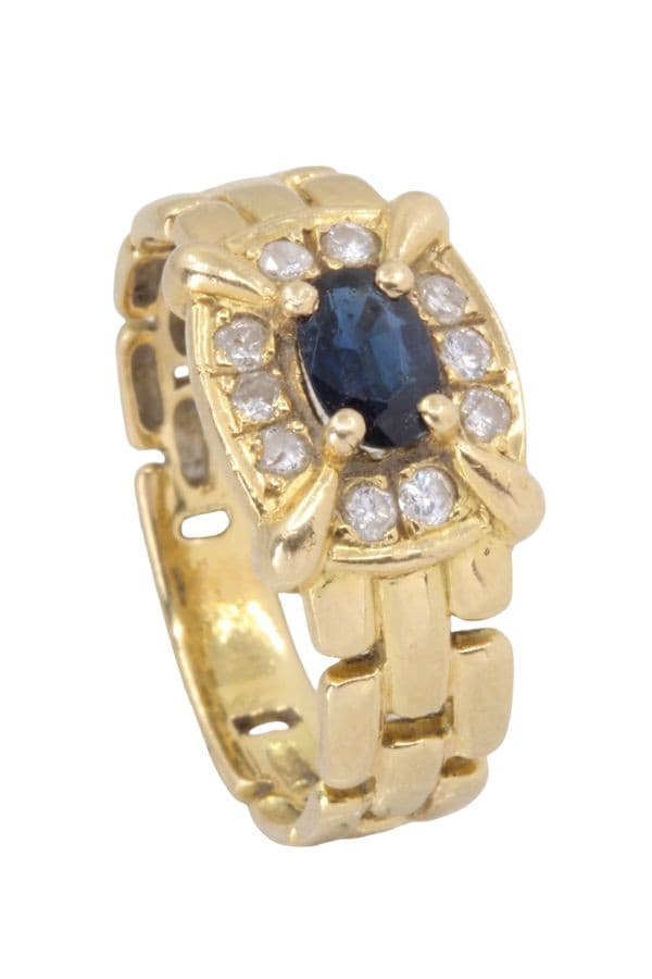 BAGUE MODERNE SAPHIR ET DIAMANTS — vue 4