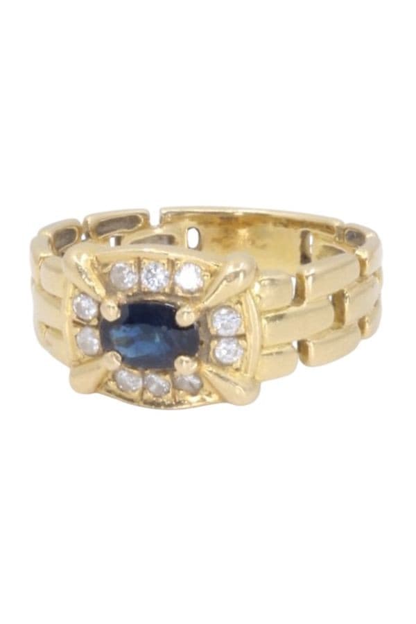 BAGUE MODERNE SAPHIR ET DIAMANTS — vue 5