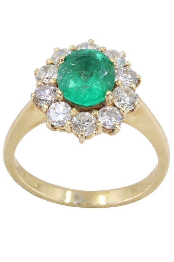 BAGUE MARGUERITE ÉMERAUDE ET DIAMANTS — vue 1