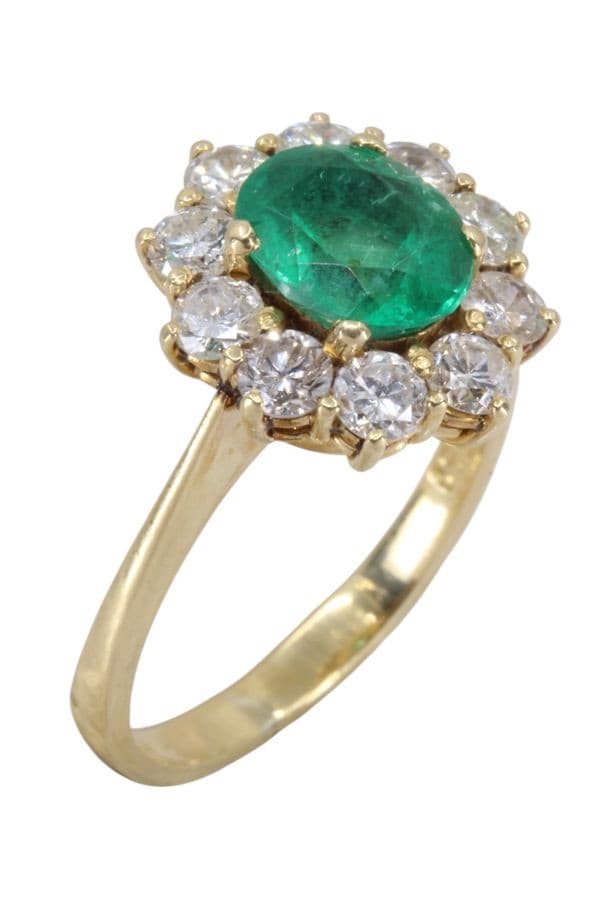 BAGUE MARGUERITE ÉMERAUDE ET DIAMANTS — vue 3