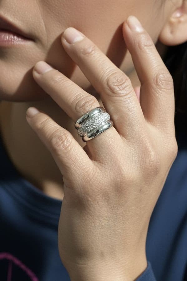 BAGUE JONC GODRON DIAMANTS — vue 2