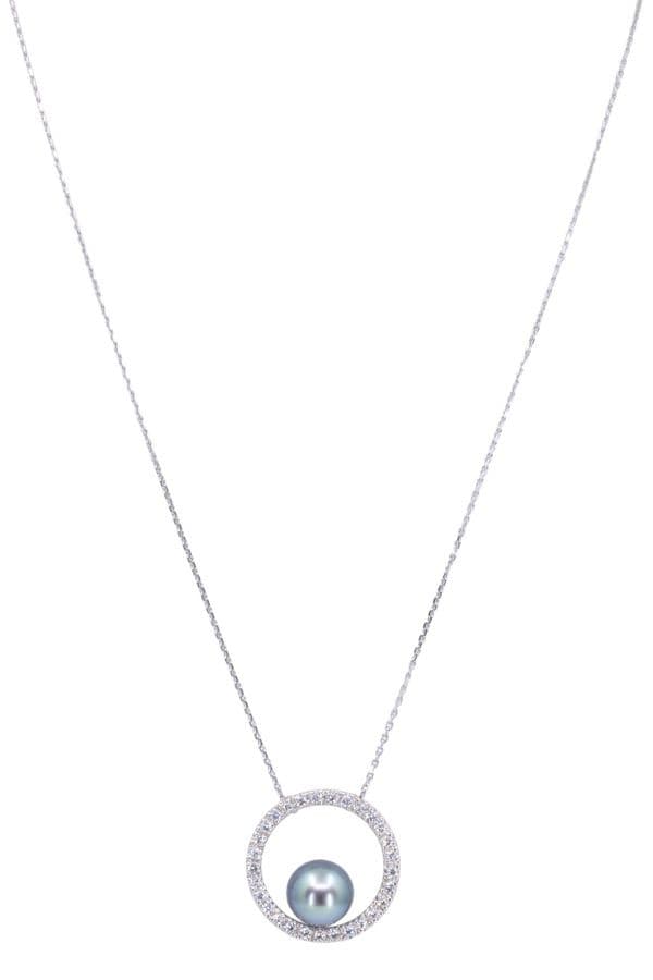 COLLIER PERLE ET DIAMANTS — vue 1