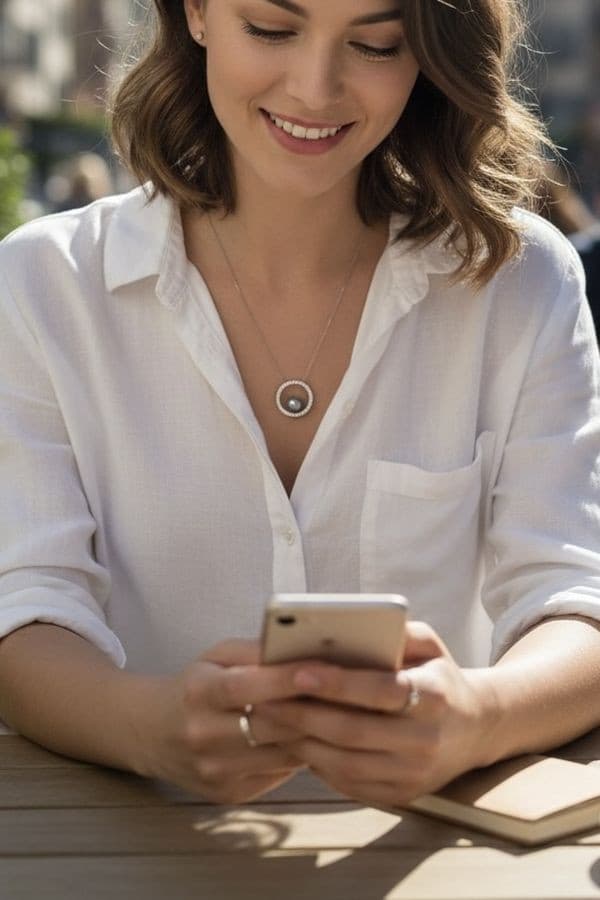 COLLIER PERLE ET DIAMANTS — vue 2