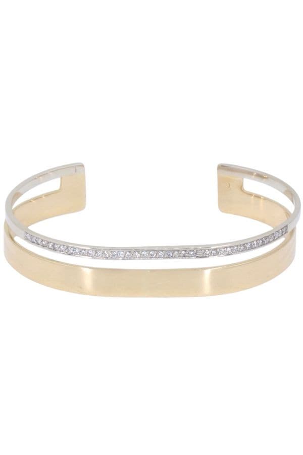 BRACELET JONC 2 ORS DIAMANTS