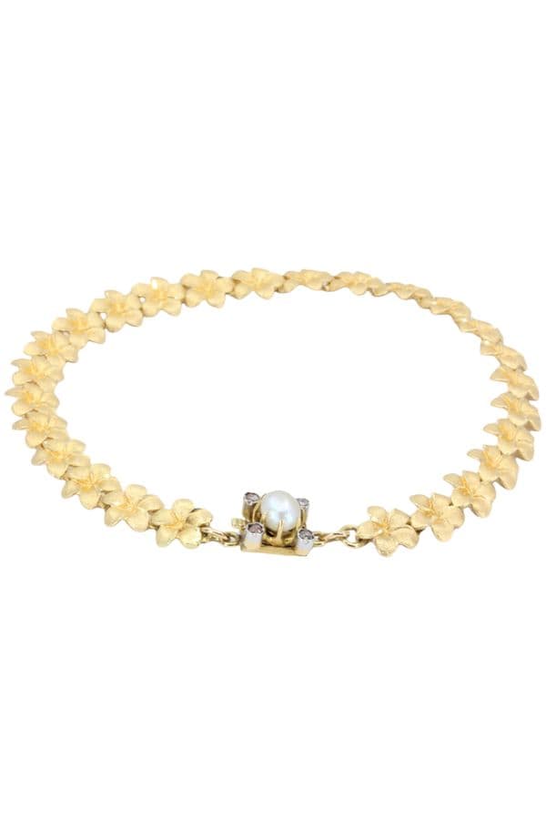 BRACELET ANCIEN PERLE ET DIAMANTS — vue 1