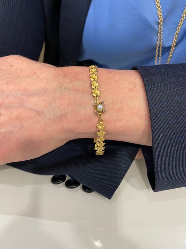 BRACELET ANCIEN PERLE ET DIAMANTS — vue 2