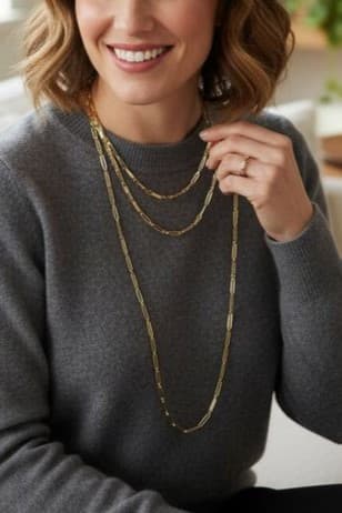 SAUTOIR ANCIEN MAILLE RECTANGLE — vue 2