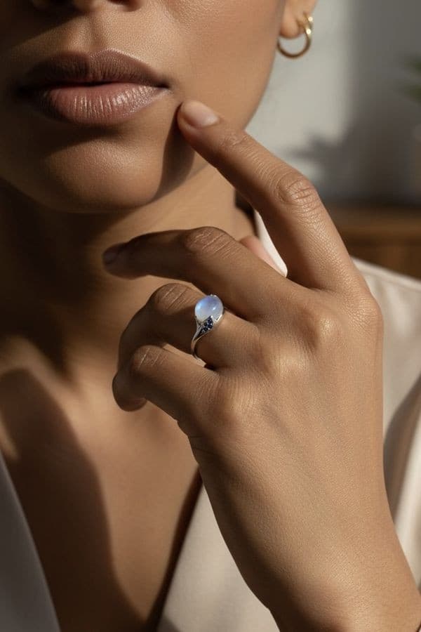 BAGUE PIERRE DE LUNE — vue 2
