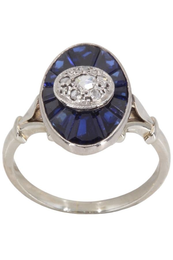 BAGUE ART-DÉCO SAPHIRS ET DIAMANTS