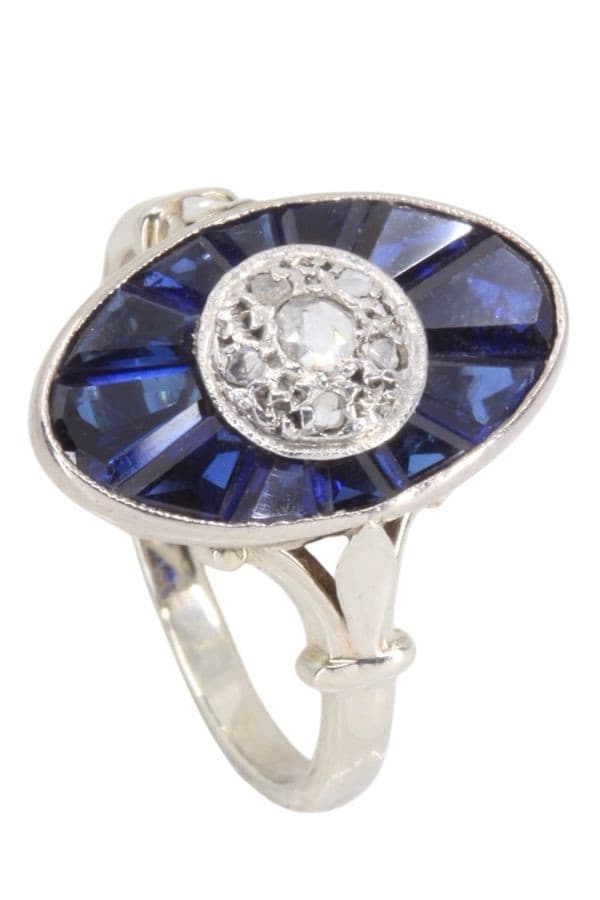 BAGUE ART-DÉCO SAPHIRS ET DIAMANTS — vue 4