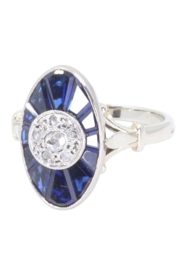 BAGUE ART-DÉCO SAPHIRS ET DIAMANTS — vue 5