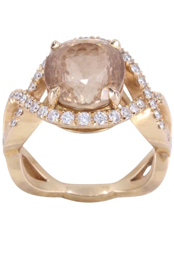 BAGUE MODERNE QUARTZ ET DIAMANTS