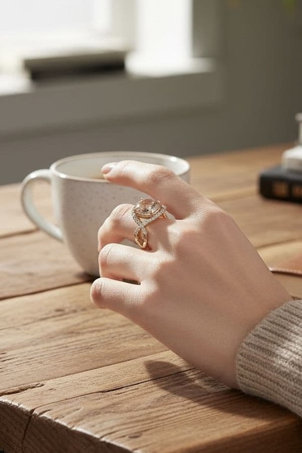 BAGUE MODERNE QUARTZ ET DIAMANTS — vue 2