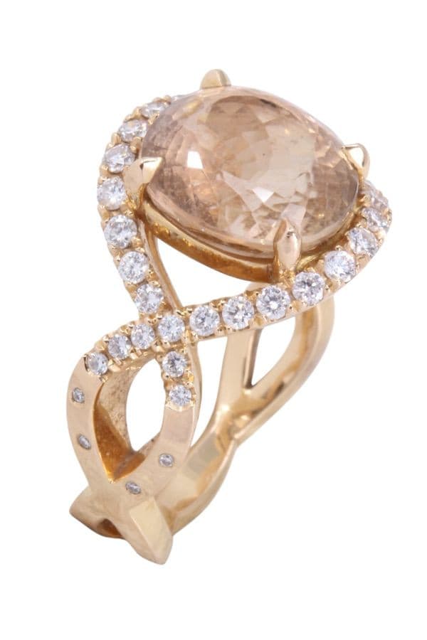 BAGUE MODERNE QUARTZ ET DIAMANTS — vue 3