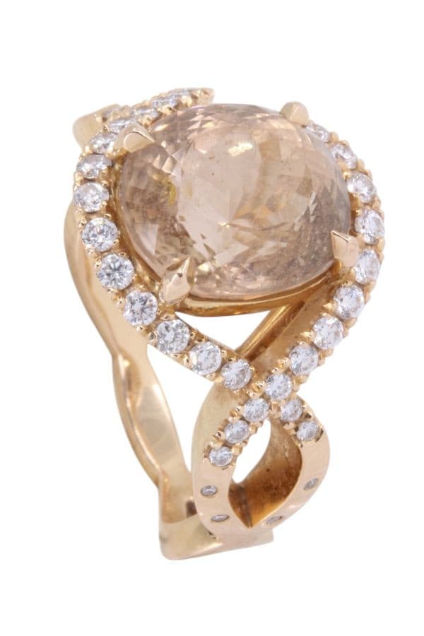 BAGUE MODERNE QUARTZ ET DIAMANTS — vue 4