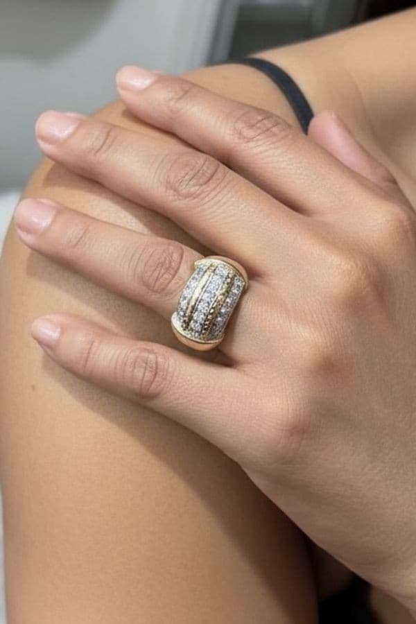 BAGUE BANDEAU DIAMANTS 1950' — vue 2