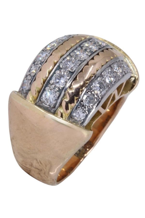 BAGUE BANDEAU DIAMANTS 1950' — vue 3