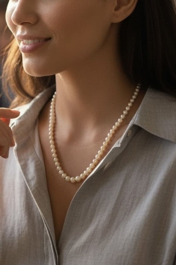 COLLIER DE PERLES EN CHUTE ART-DÉCO — vue 2