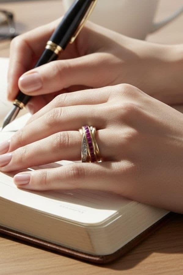 BAGUE RUBIS DIAMANTS — vue 2