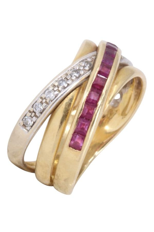 BAGUE RUBIS DIAMANTS — vue 3