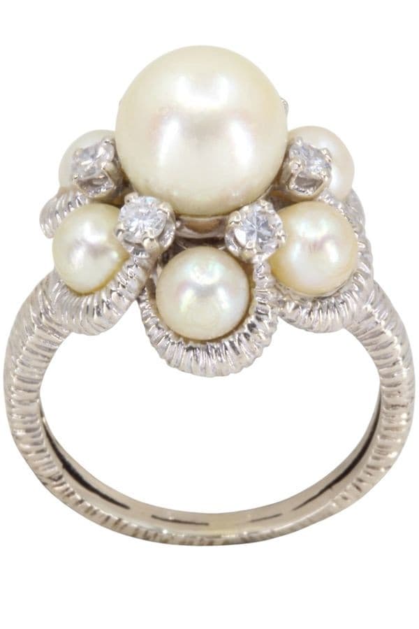 BAGUE PERLES ET DIAMANTS