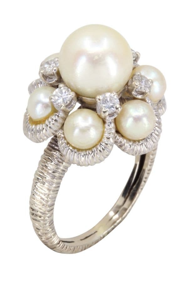 BAGUE PERLES ET DIAMANTS — vue 3