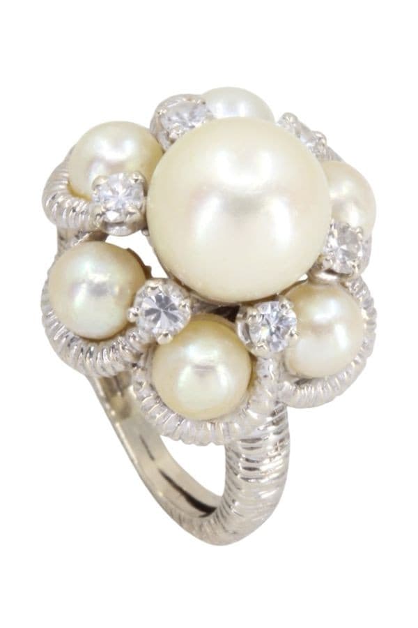 BAGUE PERLES ET DIAMANTS — vue 4