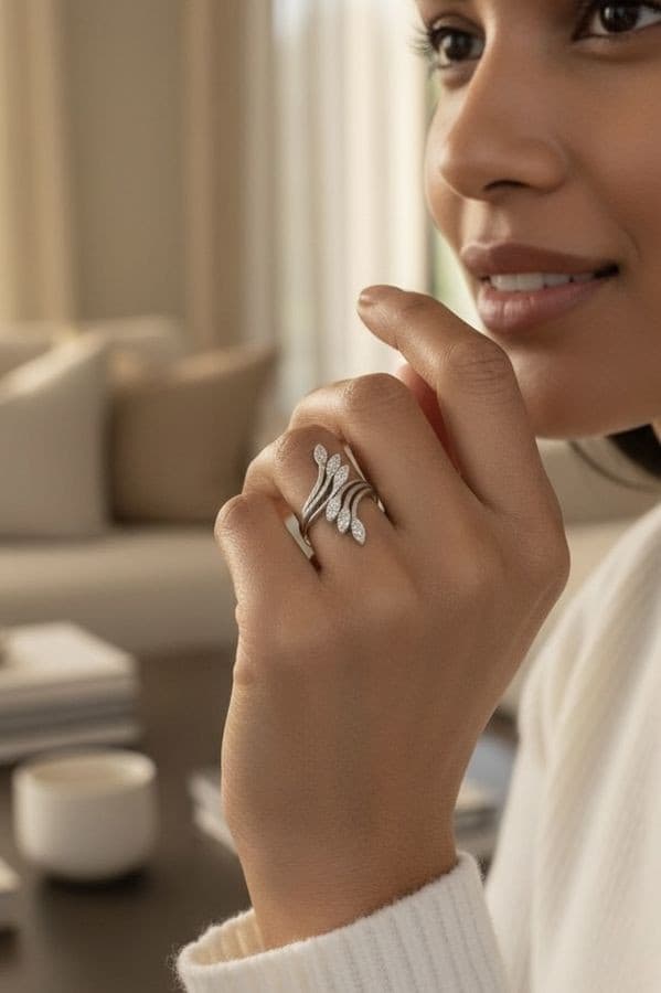 BAGUE DIAMANTS MODERNE — vue 2