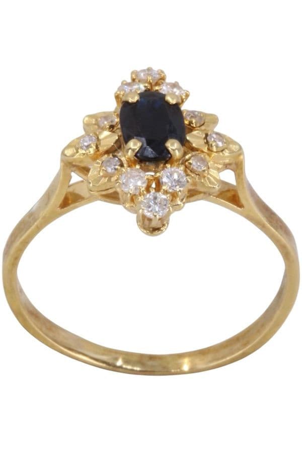 BAGUE MODERNE SAPHIR ET DIAMANTS — vue 1