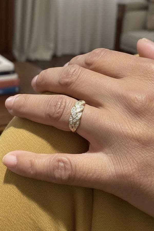BAGUE TRESSÉE DIAMANTS — vue 2