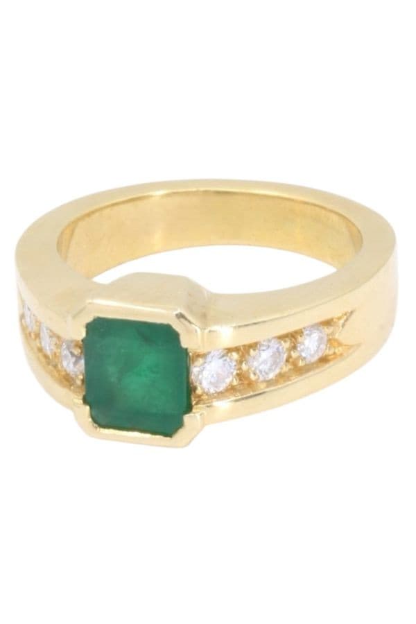 BAGUE MODERNE ÉMERAUDE ET DIAMANTS — vue 5