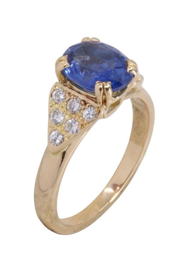 BAGUE MODERNE SAPHIR ET DIAMANTS — vue 3