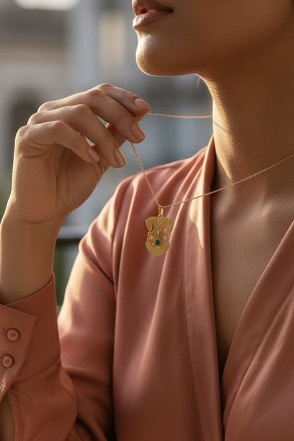 PENDENTIF ÉMERAUDE STYLE PRÉCOLOMBIEN — vue 2