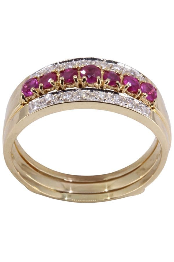 BAGUE DIAMANTS, RUBIS ET ÉMERAUDES — vue 4