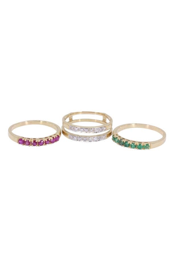 BAGUE DIAMANTS, RUBIS ET ÉMERAUDES