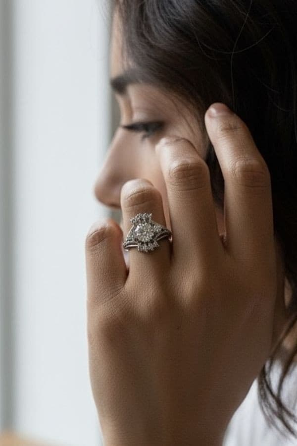 BAGUE DIAMANTS ANNÉES 50 — vue 2