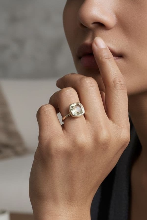 BAGUE MODERNE AIGUE-MARINE — vue 2
