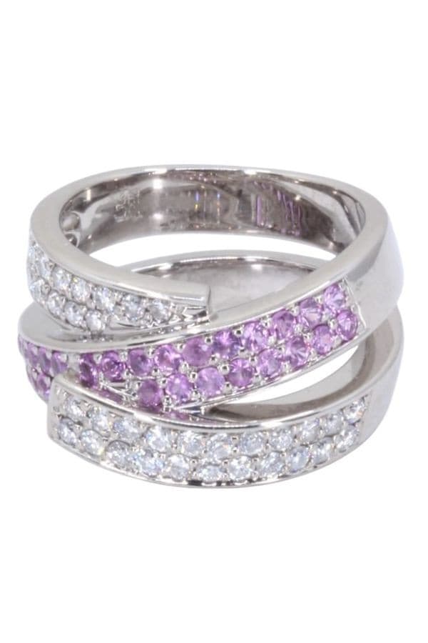 BAGUE RUBAN SAPHIRS ROSES ET DIAMANTS — vue 5