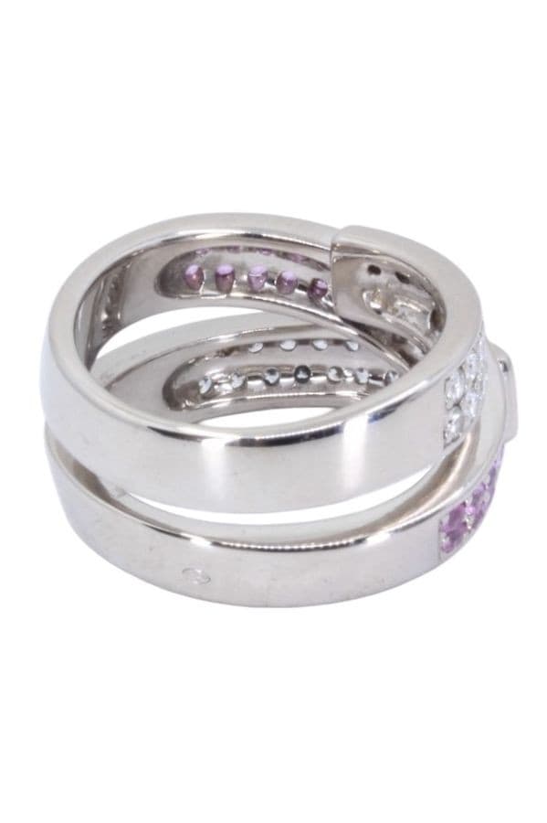 BAGUE RUBAN SAPHIRS ROSES ET DIAMANTS — vue 6